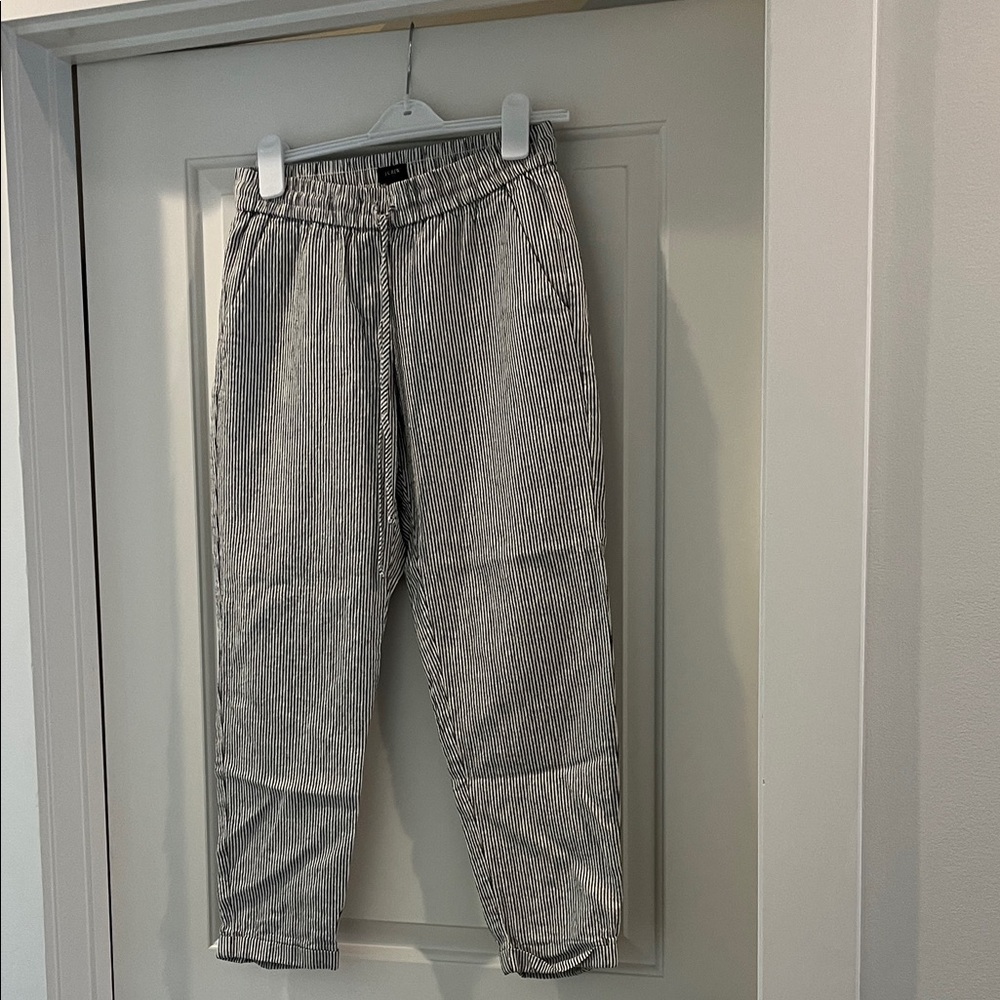 J. Crew Women’s Grey and White Cotton/Linen Pants